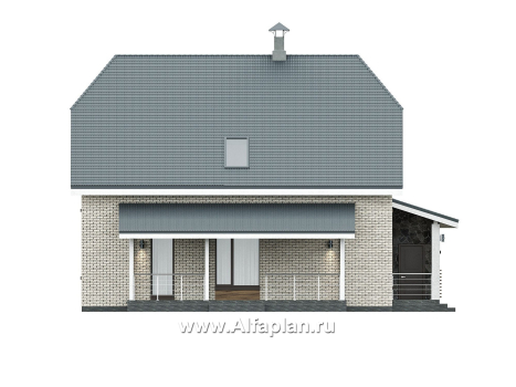 «Династия» - проект дома с мансардой, с террасой сбоку, мастер спальня - превью фасада дома