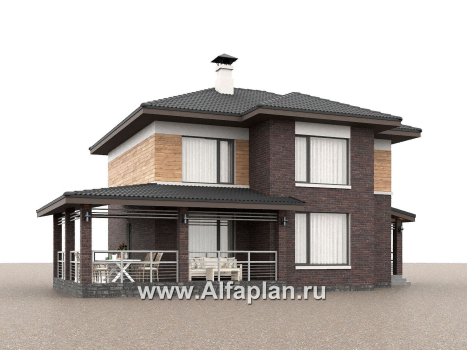 «Пифагор» - проект двухэтажного дома, планировка 3 спальни плюс кабинет, с террасой - превью дополнительного изображения №1