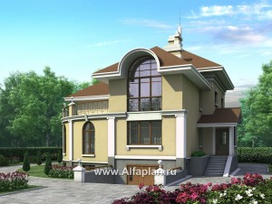 Проект дома из кирпича «Флоренция» в классическом стиле, с террасой, и с цокольным этажом