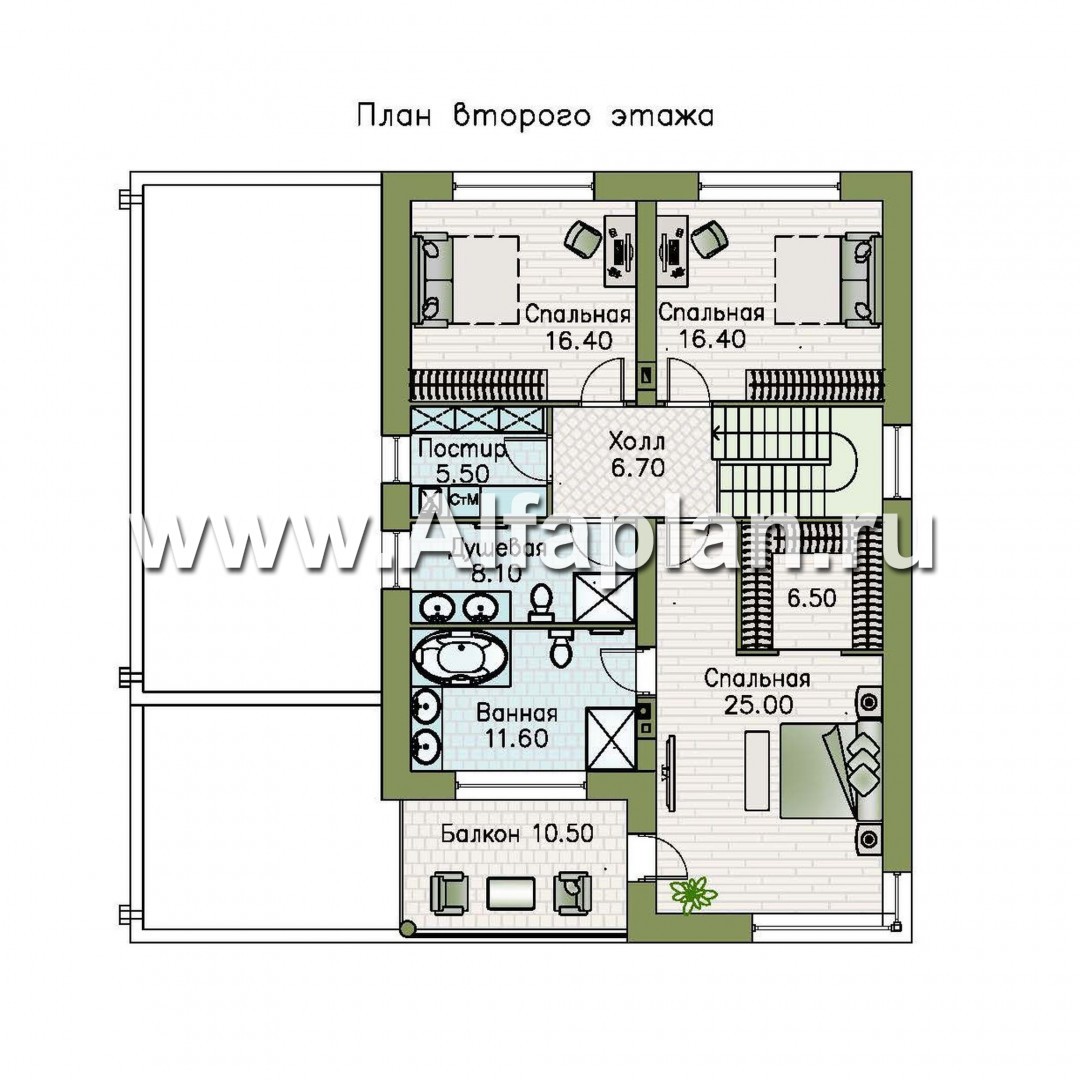 «Спектр» - проект двухэтажного дома, с двумя жилыми комнатами на 1-ом этаже, в современном стиле - план дома