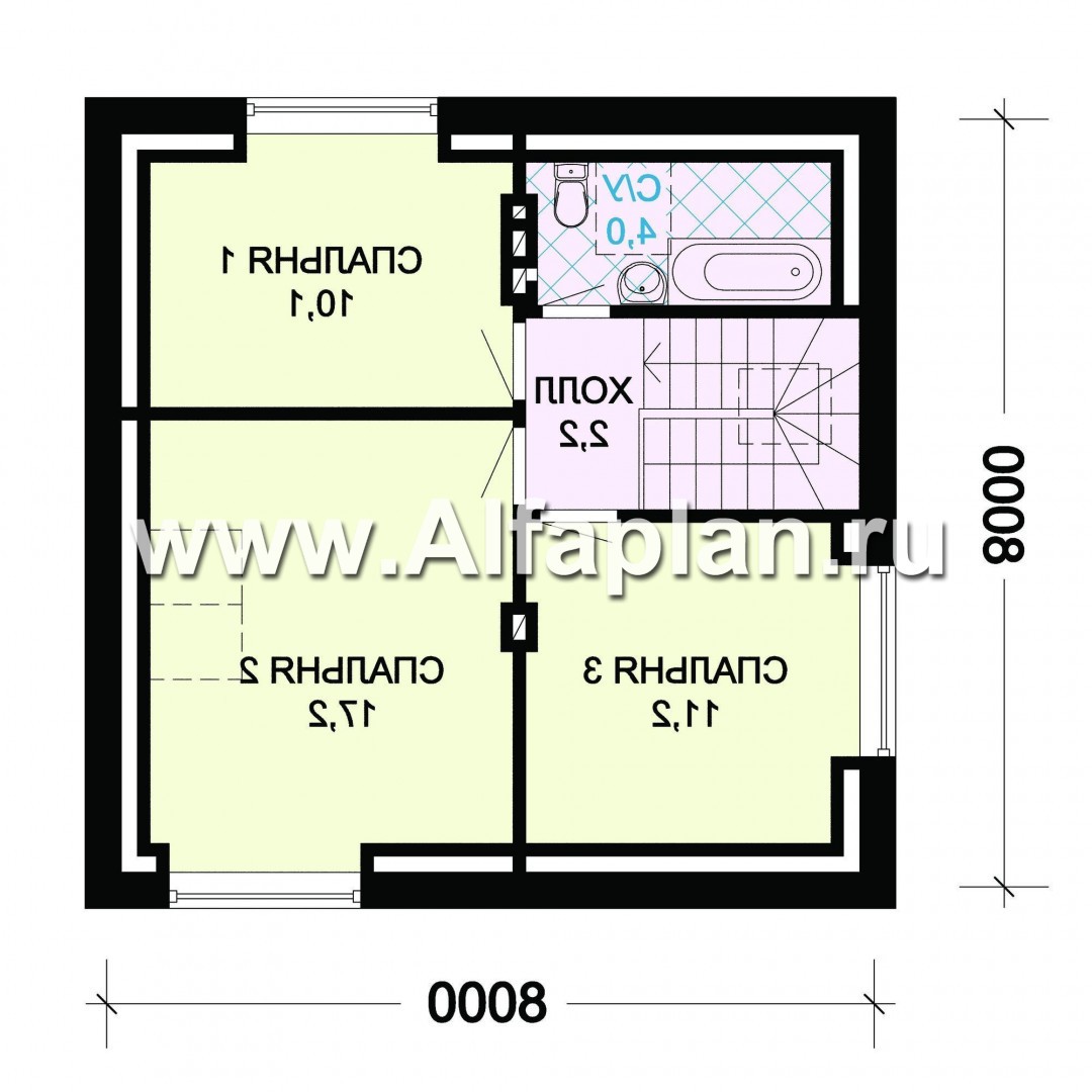 Изображение плана проекта Проект дома с мансардой, планировка 3 спальни, для маленького участка №2