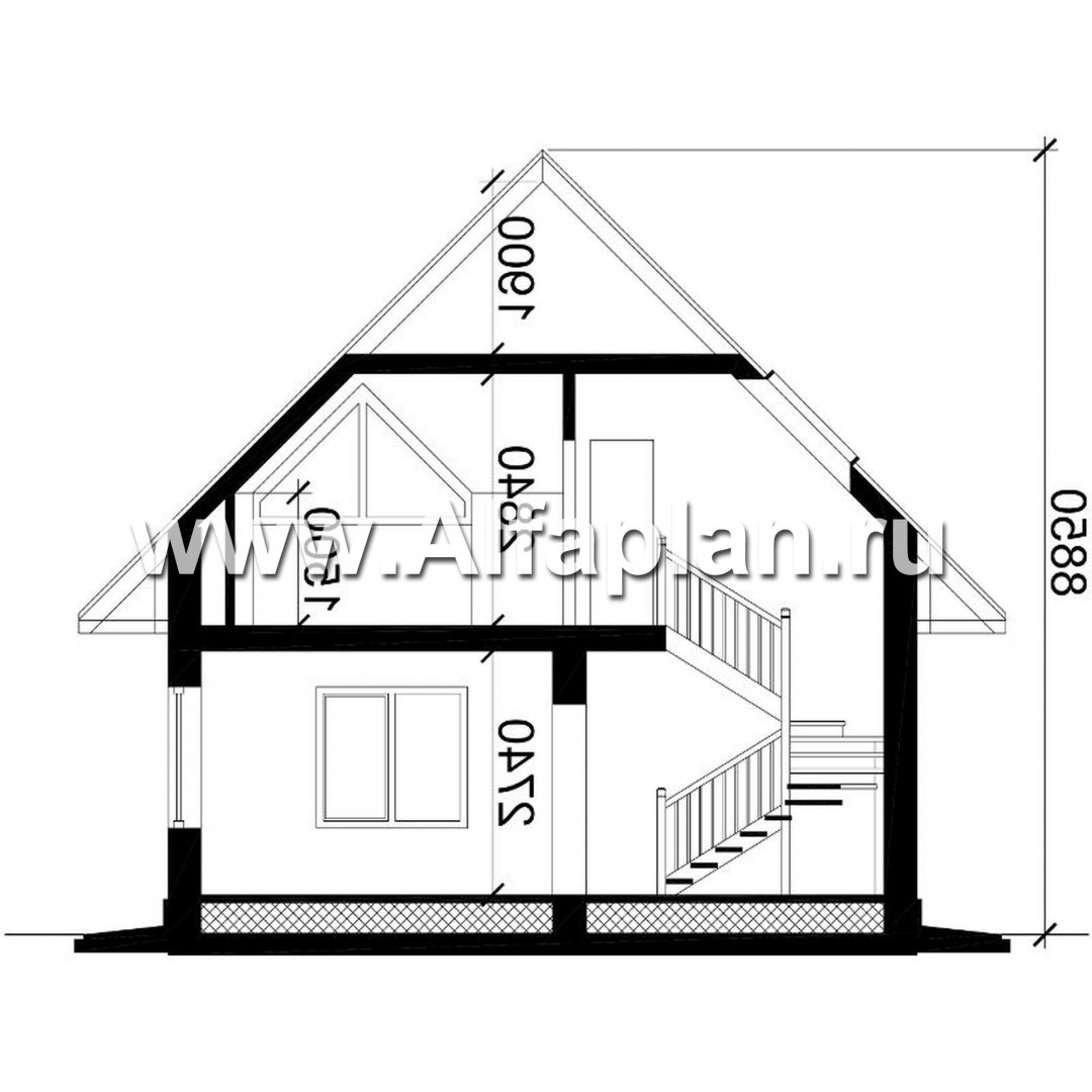 Изображение плана проекта Проект дома с мансардой, планировка 3 спальни, для маленького участка №3