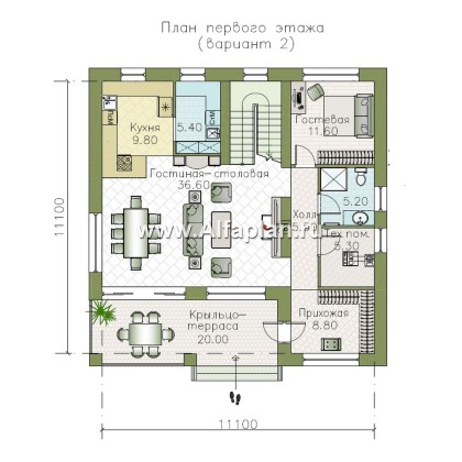Проекты домов Альфаплан - "Римские каникулы" - проект дома в классическом стиле - превью плана проекта №2