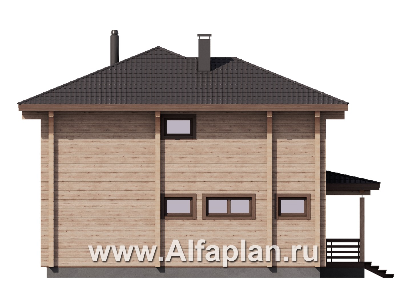 Проекты домов Альфаплан - Двухэтажный дом из клееного бруса - изображение фасада №4