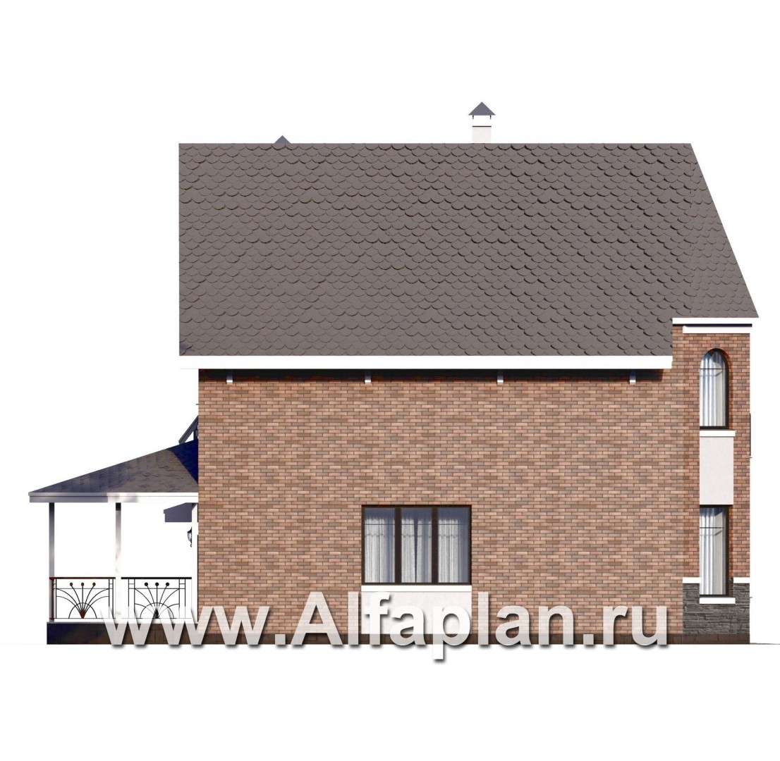 «Аврора» - проект двухэтажного дома из газобетона с эркером, с террасой и гаражом - фасад дома