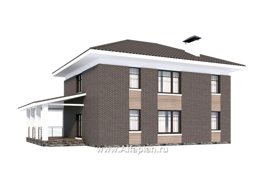 Проекты домов Альфаплан - Проект двухэтажного дома с лестницей в гостиной - превью дополнительного изображения №5