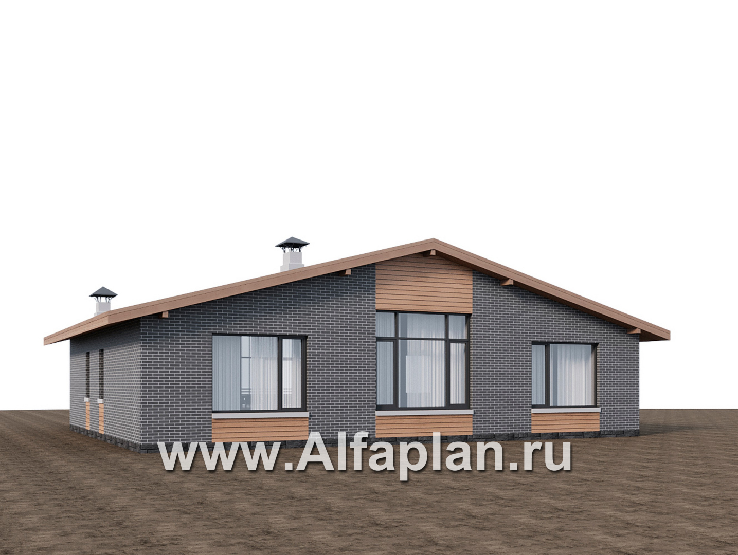 Проекты домов Альфаплан - "Форест" - проект одноэтажного дома с большой террасой - дополнительное изображение №3