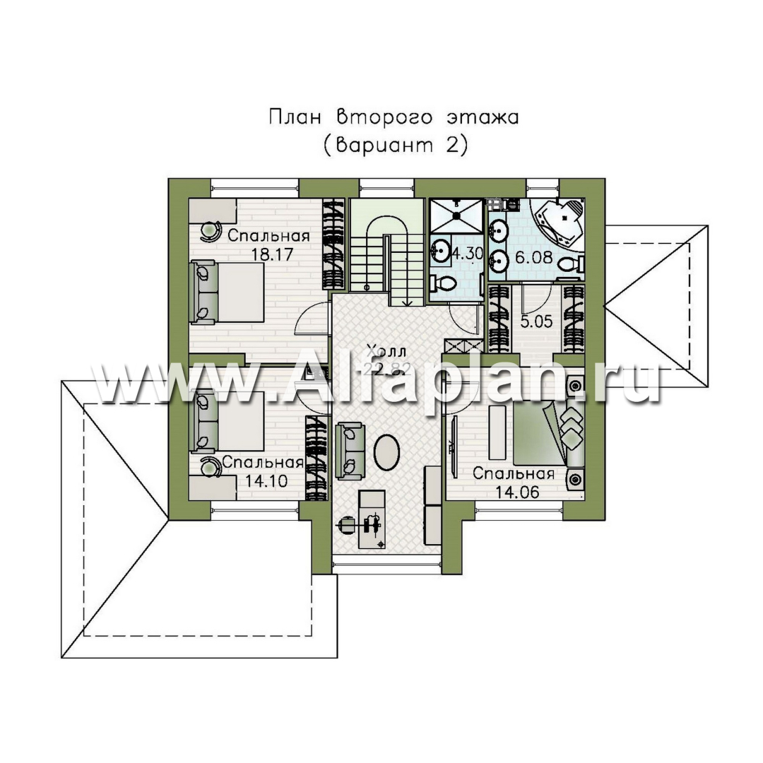 «Триггер роста» - проект двухэтажного дома из блоков, с террасой и вторым светом, в стиле Райта - план дома