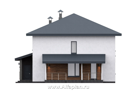 «Чистая линия» - проект дома, 2 этажа, мастер спальня, с террасой сбоку, в современном стиле - превью фасада дома