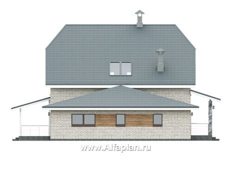 «Династия» - проект дома с мансардой, мастер спальня, с террасой и гаражом с мастерской - превью фасада дома