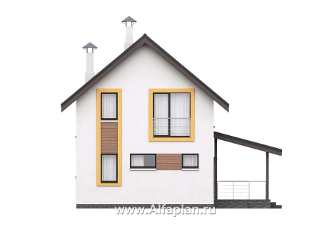 «Викинг» - проект дома, 2 этажа, с сауной и с террасой сбоку, в скандинавском стиле - превью фасада дома