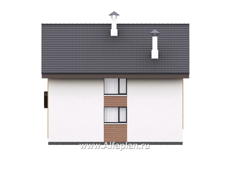 «Викинг» - проект дома, 2 этажа, с сауной и с террасой сбоку, в скандинавском стиле - превью фасада дома