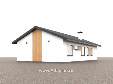 «Золотые поля» - проект одноэтажного дома, планировка мастер спальня и две детских, терраса со стороны входа - превью дополнительного изображения №3