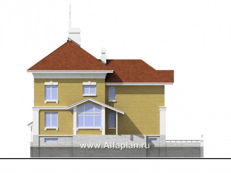 «Флоренция» - проект дома в классическом стиле,  с верандой, ис цокольным этажом - превью фасада дома