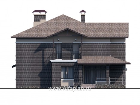 «Голицын» — проект двухэтажного дома из газобетона, с двусветной гостиной, с террасой со стороны входа - превью фасада дома