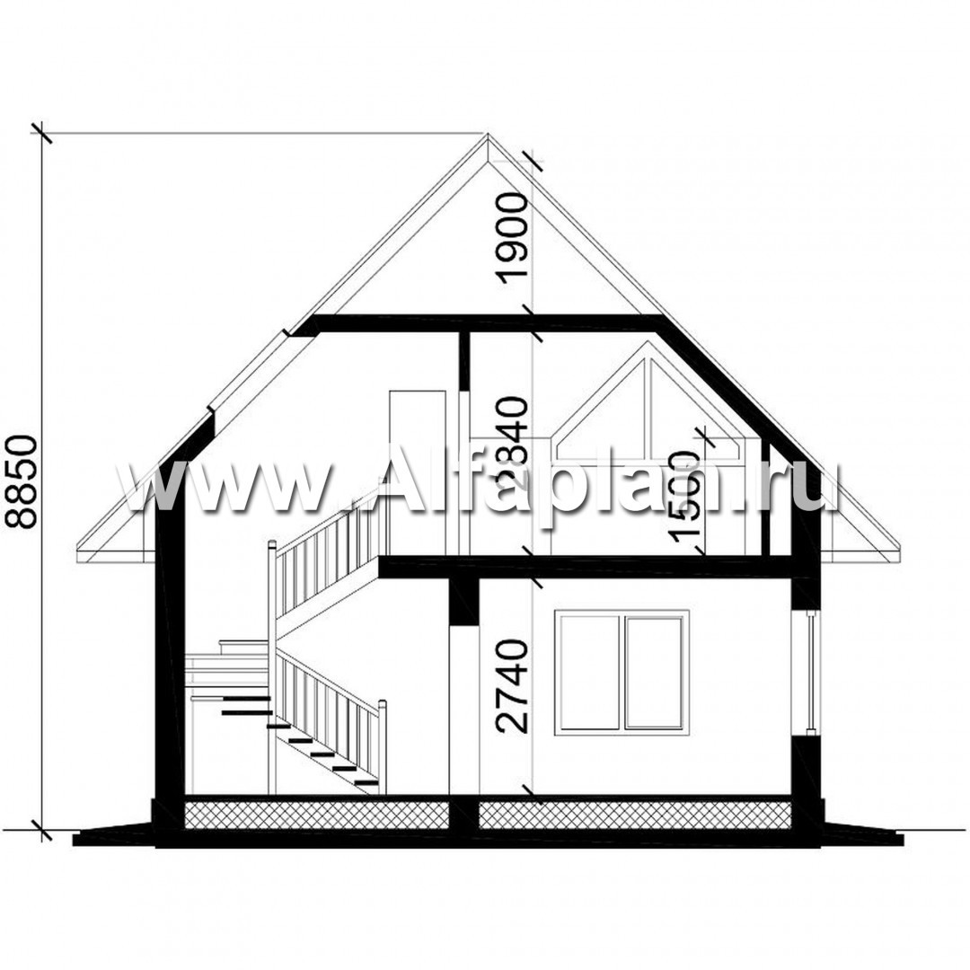 Изображение плана проекта Проект дома с мансардой, планировка 3 спальни, для маленького участка №3