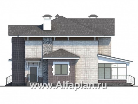 «Равновесие» - проект двухэтажного дома,открытая планировка,  с террасой и с гаражом, в стиле Петровское Барокко - превью фасада дома