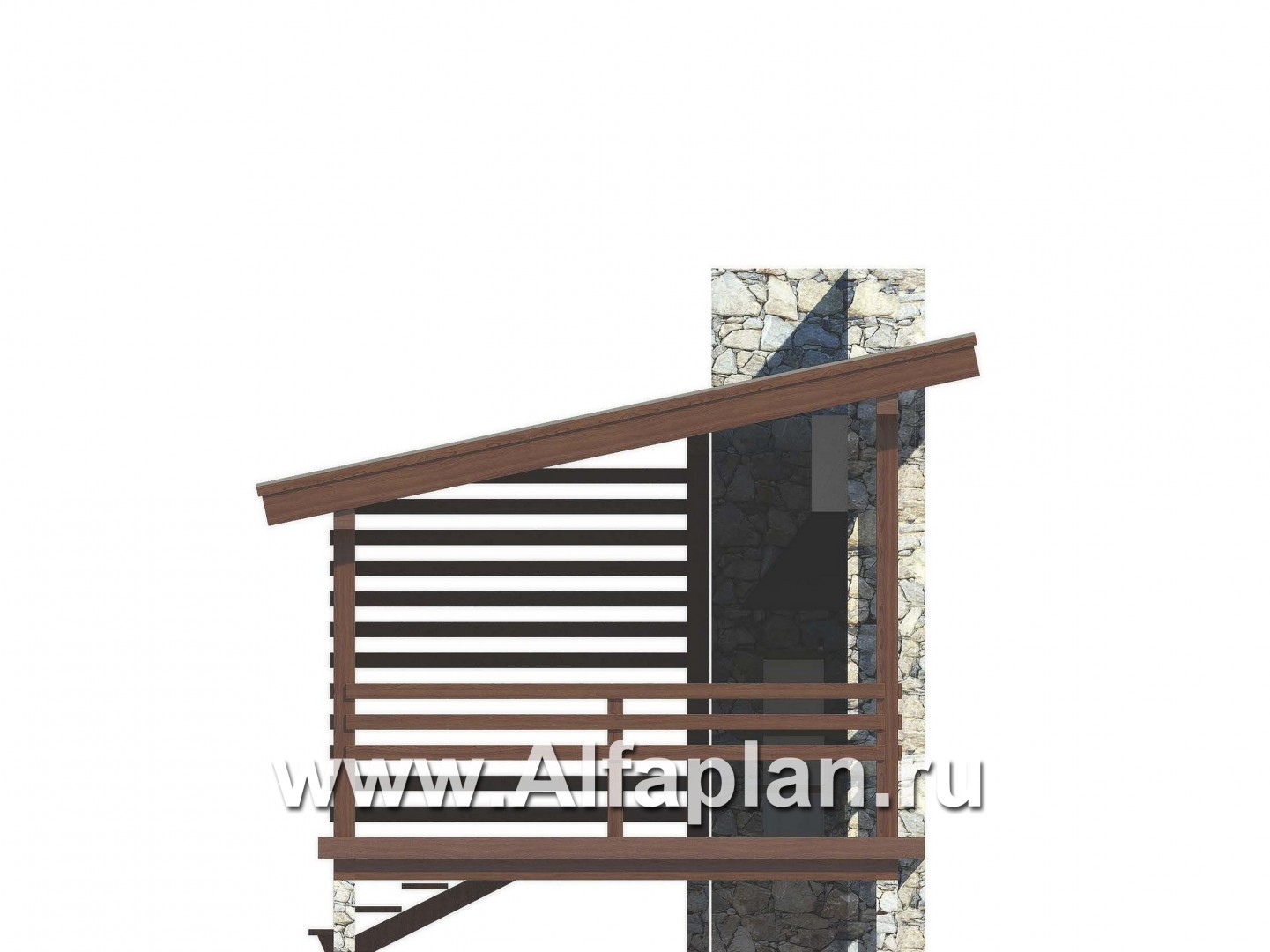 Проект беседки с барбекю в современном стиле - фасад дома