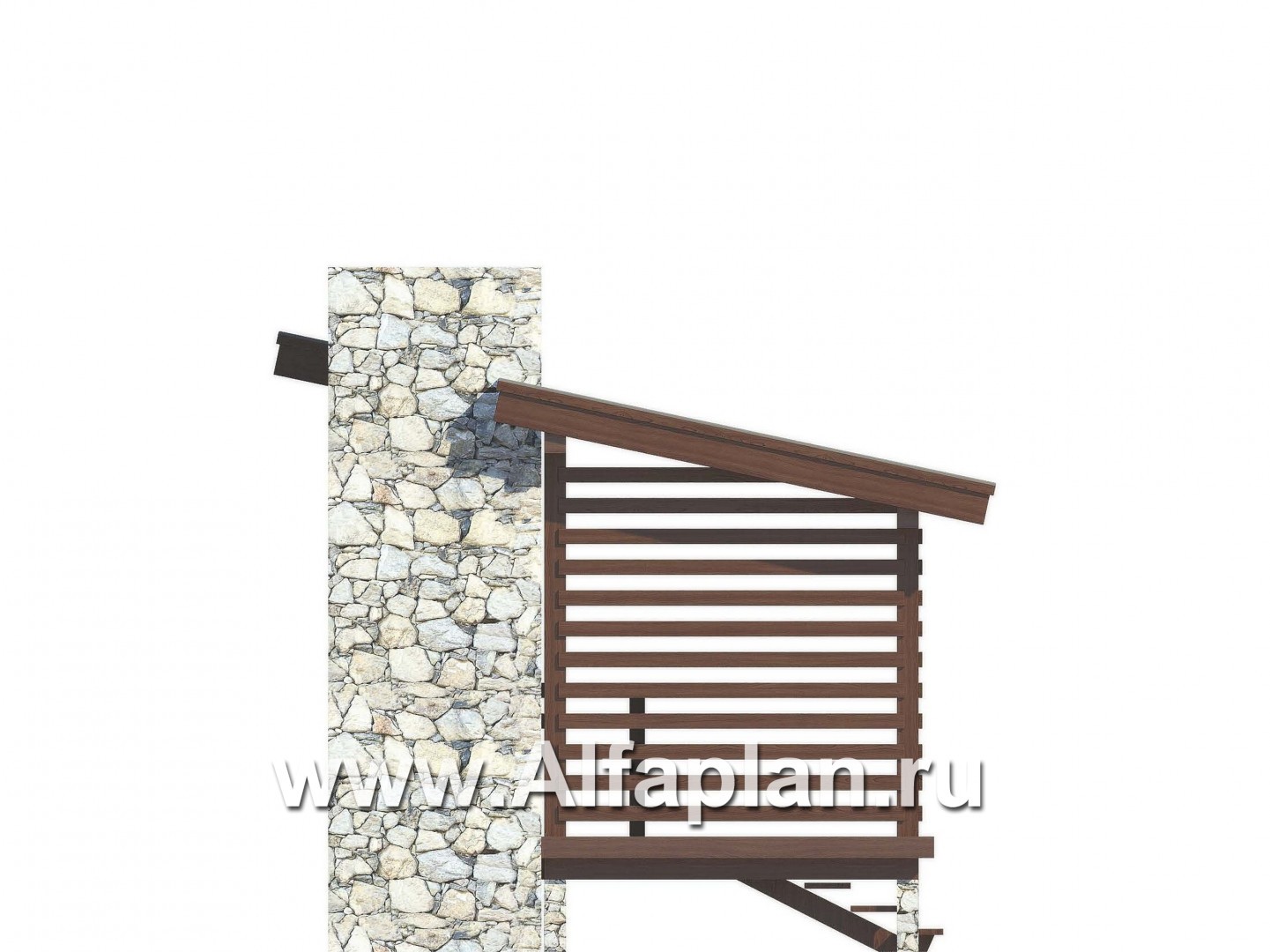 Проект беседки с барбекю в современном стиле - фасад дома