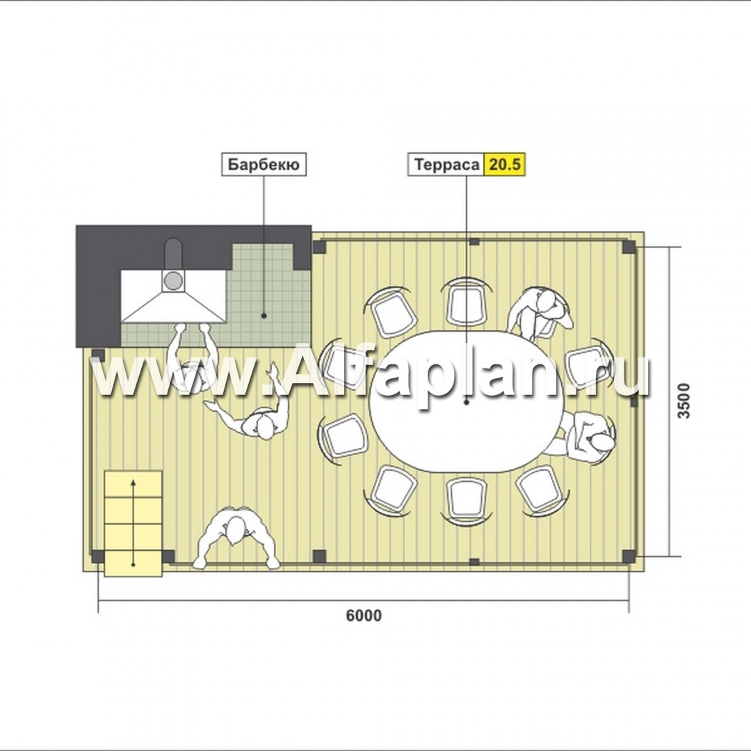 Проект беседки с барбекю в современном стиле - план дома