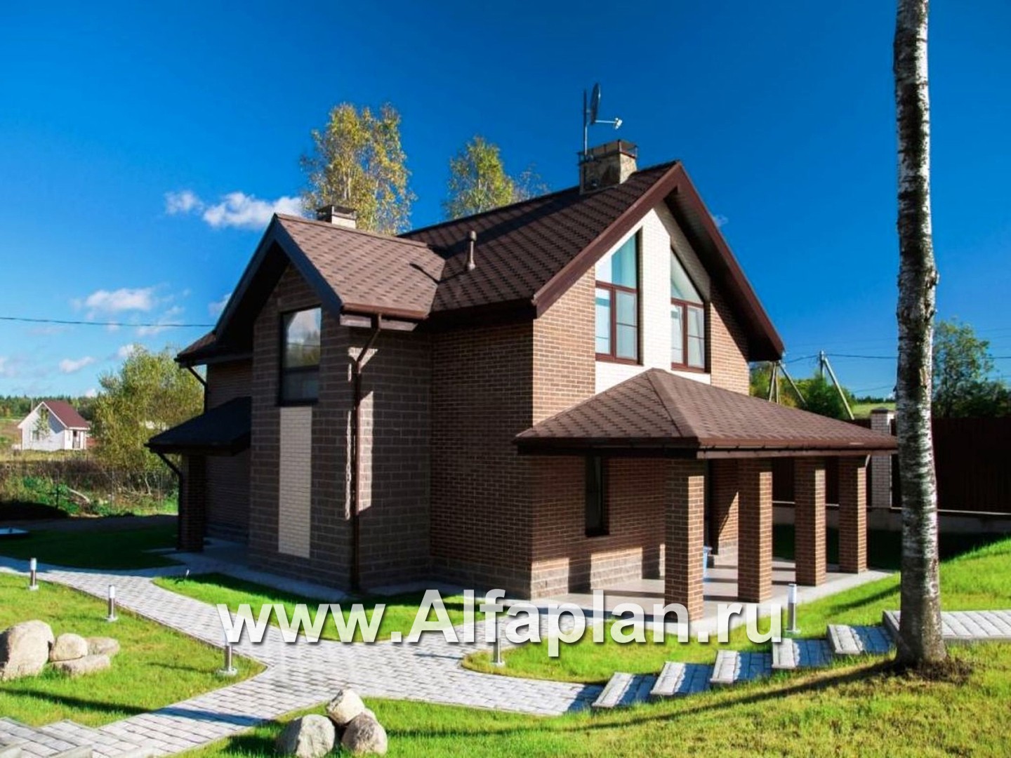 «Вишневый сад» - проект небольшого дома с мансардой (дача), в стиле шале - дизайн дома №4