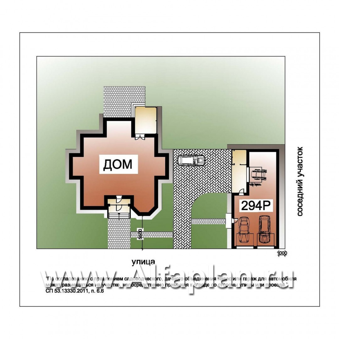 Проект гаража, планировка со студией в мансарде, и с хозблоком - дизайн дома №1