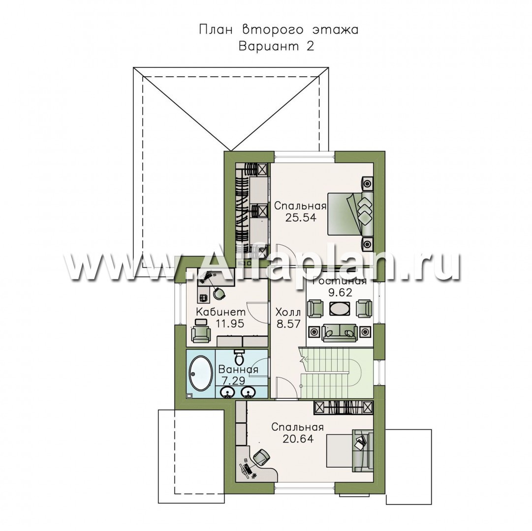 «Роза ветров» - проект дома с мансардой, в скандинавском стиле для узкого участка, с летней куxней - план дома