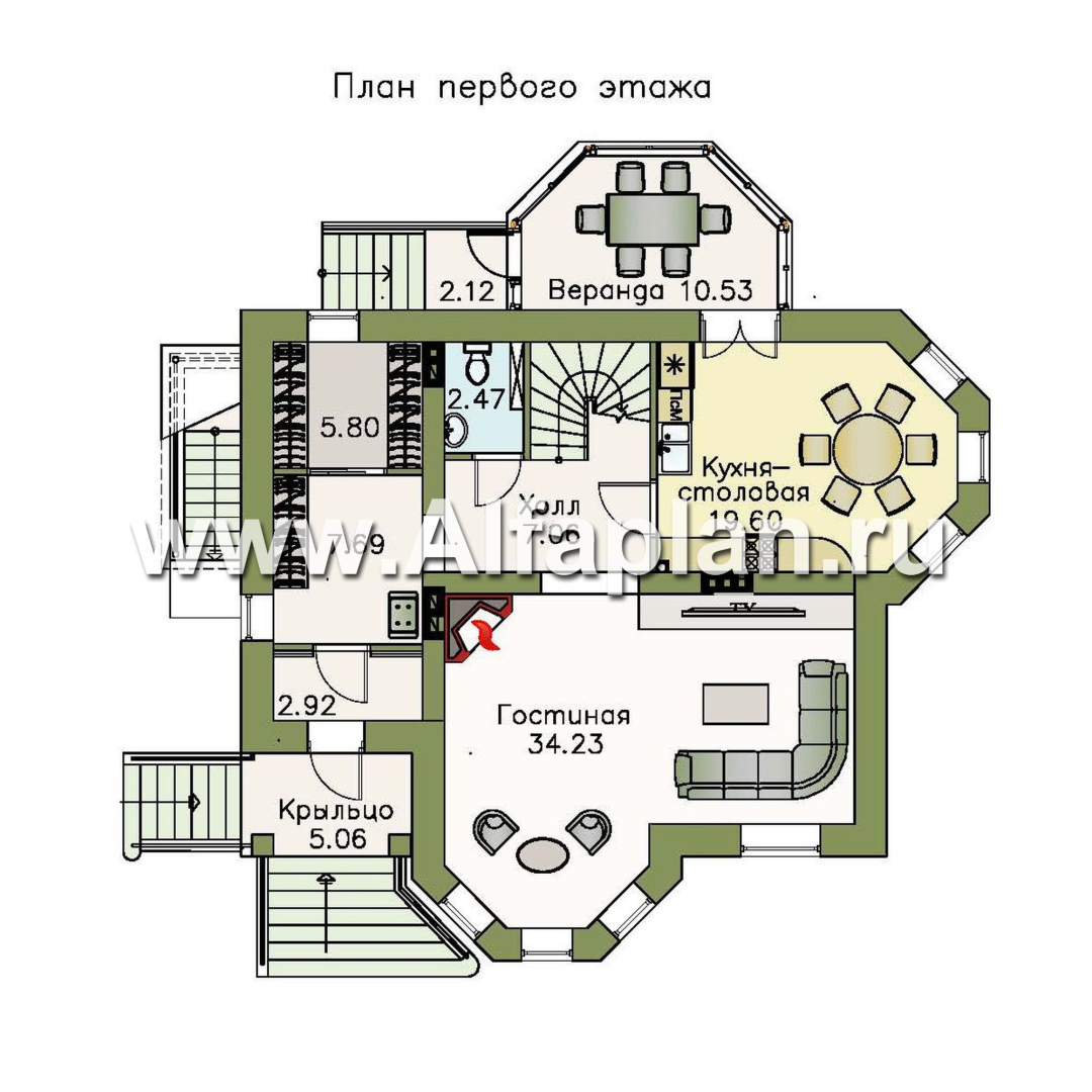 «Успех Плюс» — проект двухэтажного коттеджа, с эркером,  с цокольным этажом - план дома