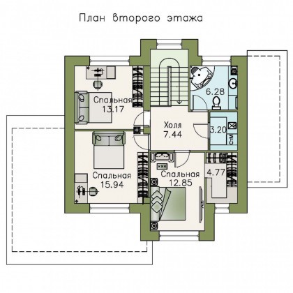 «Стимул» - проект двухэтажного дома, с террасой, в совремнном стиле - превью план дома