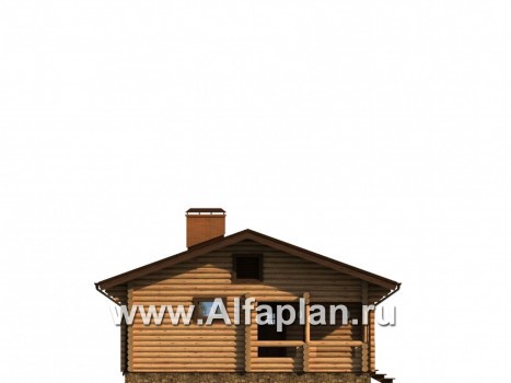 Проект одноэтажного дома, из бревен, дача, дом для отдыха - превью фасада дома