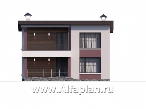 «Фабула» - проект двухэтажного дома с террасой и балконом, в скандинавском стиле - превью фасада дома