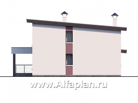 «Фабула» - проект двухэтажного дома с террасой и балконом, в скандинавском стиле - превью фасада дома