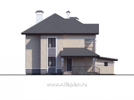 Проекты домов Альфаплан - «Арно» - классический особняк с двусветной столовой и большим гаражом - превью фасада №3