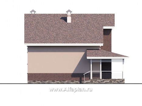 «Регата» - красивый проект дома с мансардой, планировка с мастер спальней, двусветная столовая, двускатная крыша - превью фасада дома